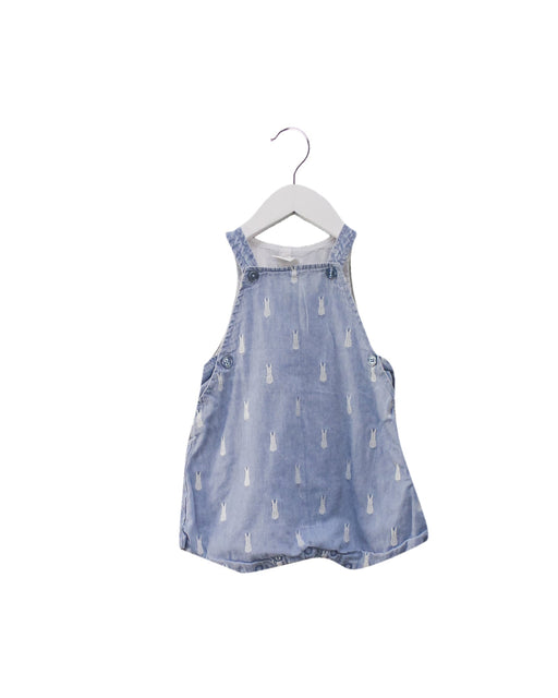 A Blue Overall Shorts from Seed in size 3-6M for girl. (Front View)