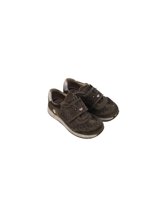 A Brown Sneakers from Geox in size 4T for girl. (Front View)