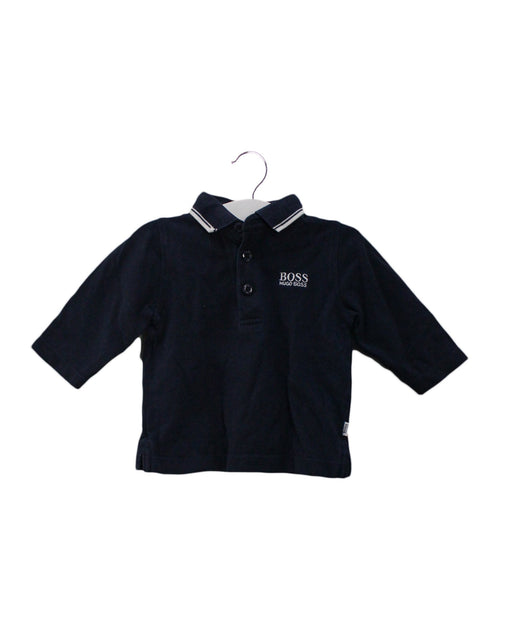 A Navy Long Sleeve Polos from Boss in size 3-6M for boy. (Front View)