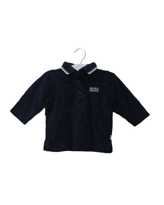 A Navy Long Sleeve Polos from Boss in size 3-6M for boy. (Front View)