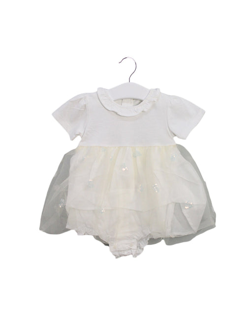A White Short Sleeve Dresses from Chickeeduck in size 12-18M for girl. (Front View)