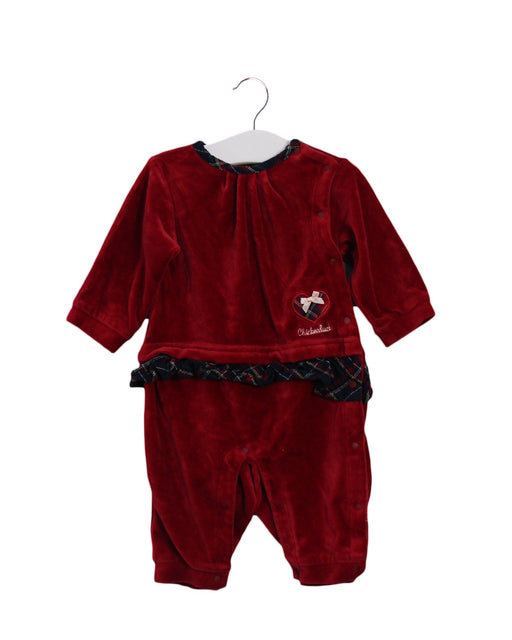 A Red Long Sleeve Jumpsuits from Chickeeduck in size 0-3M for girl. (Front View)
