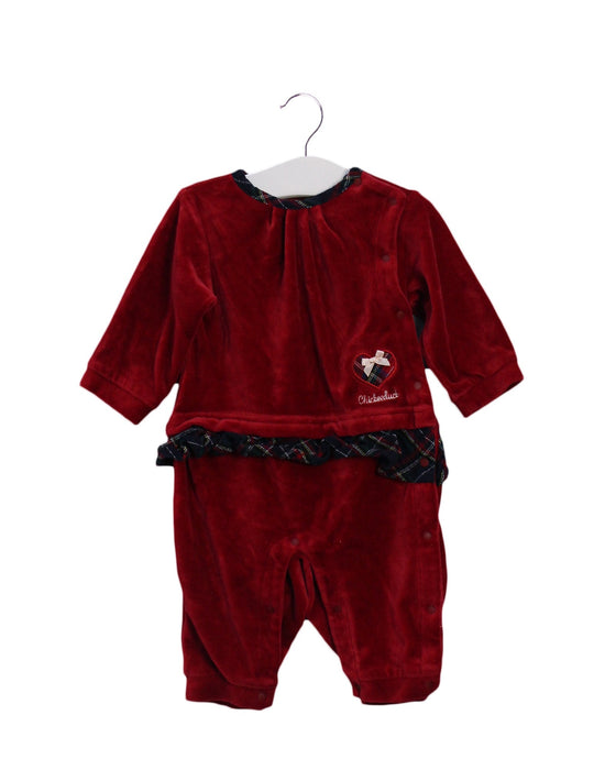 A Red Long Sleeve Jumpsuits from Chickeeduck in size 0-3M for girl. (Front View)