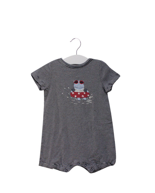 A Navy Short Sleeve Rompers from Petit Bateau in size 3-6M for boy. (Front View)