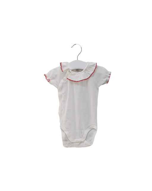 A White Short Sleeve Bodysuits from Petit Bateau in size 3-6M for girl. (Front View)