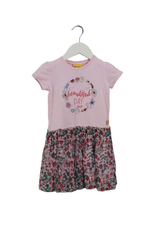 A Pink Short Sleeve Dresses from Steiff in size 3T for girl. (Front View)