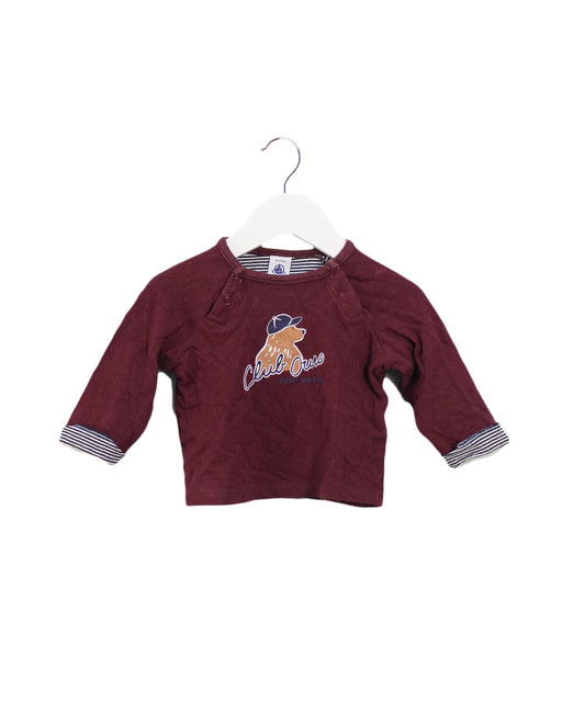 A Burgundy Long Sleeve Tops from Petit Bateau in size 3-6M for boy. (Front View)