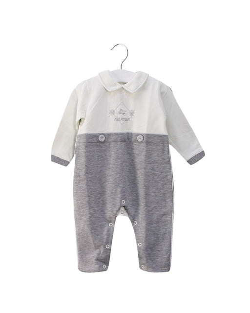 A Grey Long Sleeve Jumpsuits from Chickeeduck in size 6-12M for boy. (Front View)