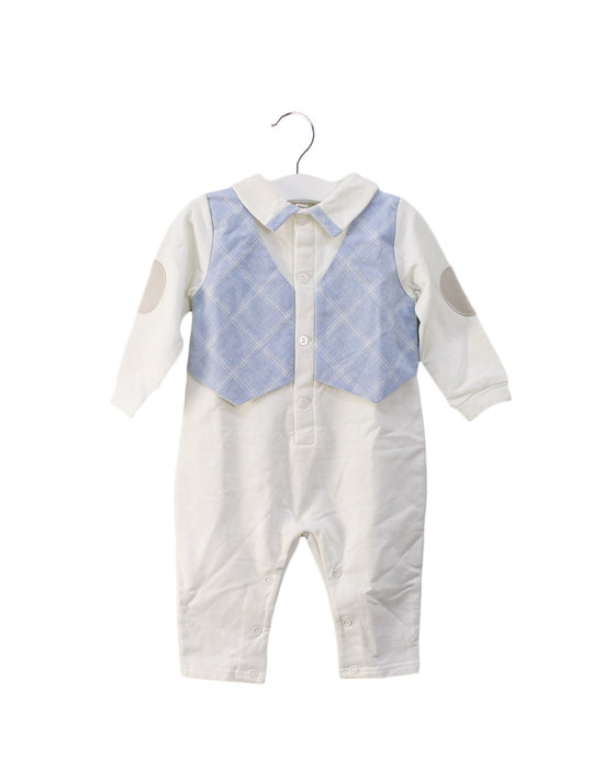 A White Long Sleeve Jumpsuits from Chickeeduck in size 6-12M for boy. (Front View)