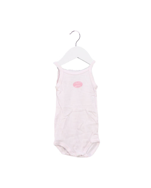 A Pink Sleeveless Bodysuits from Petit Bateau in size 3-6M for girl. (Front View)