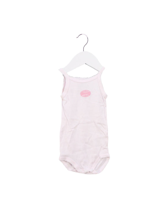 A Pink Sleeveless Bodysuits from Petit Bateau in size 3-6M for girl. (Front View)