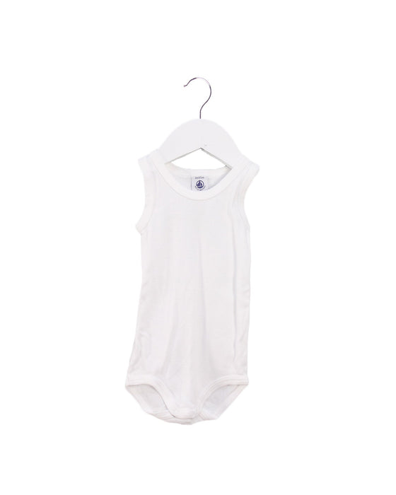 A White Sleeveless Bodysuits from Petit Bateau in size 3-6M for boy. (Front View)