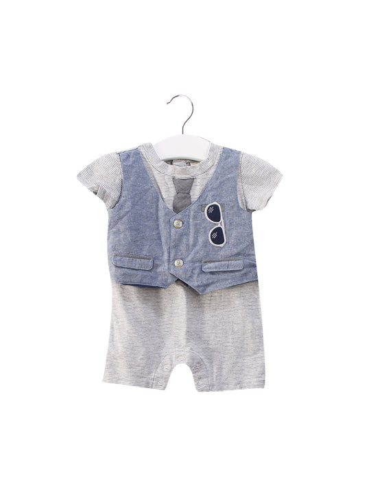 A Grey Short Sleeve Rompers from Miniclasix in size 3-6M for boy. (Front View)
