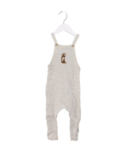 A Grey Long Overalls from Petit Bateau in size 6-12M for girl. (Front View)