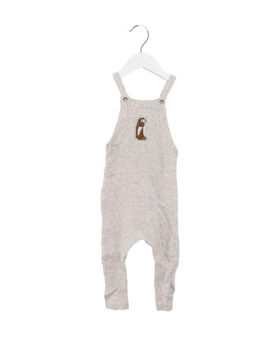 A Grey Long Overalls from Petit Bateau in size 6-12M for girl. (Front View)