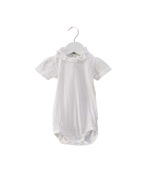 A White Short Sleeve Bodysuits from Petit Bateau in size 3-6M for girl. (Front View)