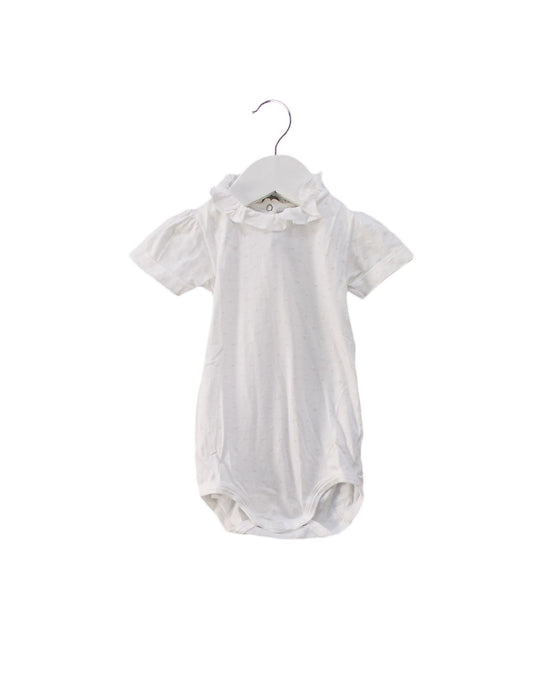A White Short Sleeve Bodysuits from Petit Bateau in size 3-6M for girl. (Front View)