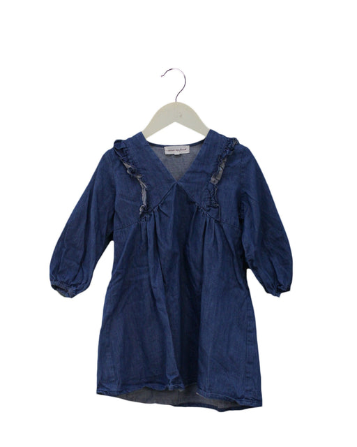 A Navy Long Sleeve Dresses from Excuse My French in size 2T for girl. (Front View)