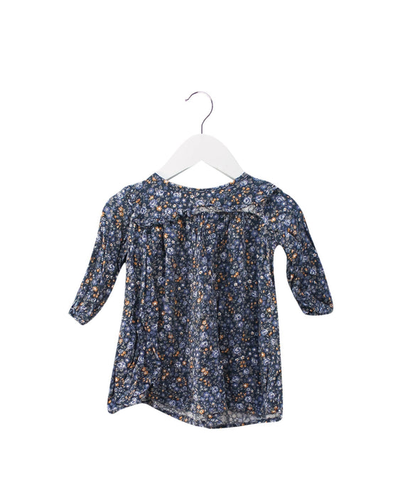 A Navy Long Sleeve Dresses from Rose et Théo in size 6-12M for girl. (Front View)