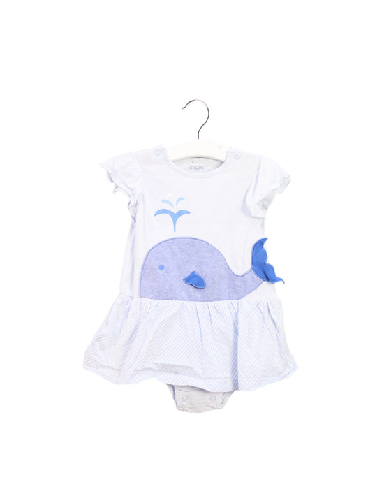 A Blue Short Sleeve Bodysuits from Mides in size 6-12M for girl. (Front View)