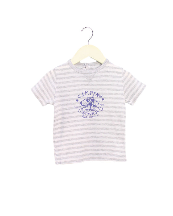 A Grey Short Sleeve T Shirts from Petit Bateau in size 6-12M for boy. (Front View)