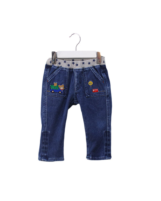 A Blue Jeans from Miki House in size 12-18M for girl. (Front View)