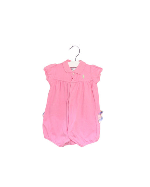 A Pink Short Sleeve Rompers from Ralph Lauren in size 3-6M for girl. (Front View)