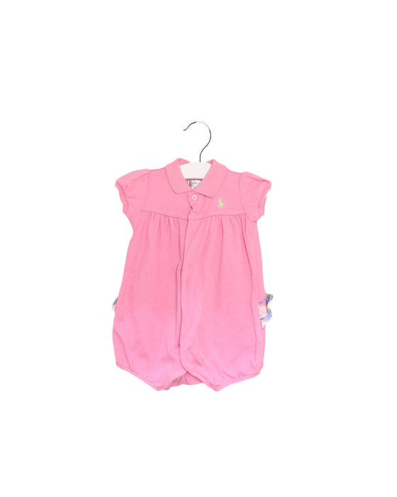 A Pink Short Sleeve Rompers from Ralph Lauren in size 3-6M for girl. (Front View)