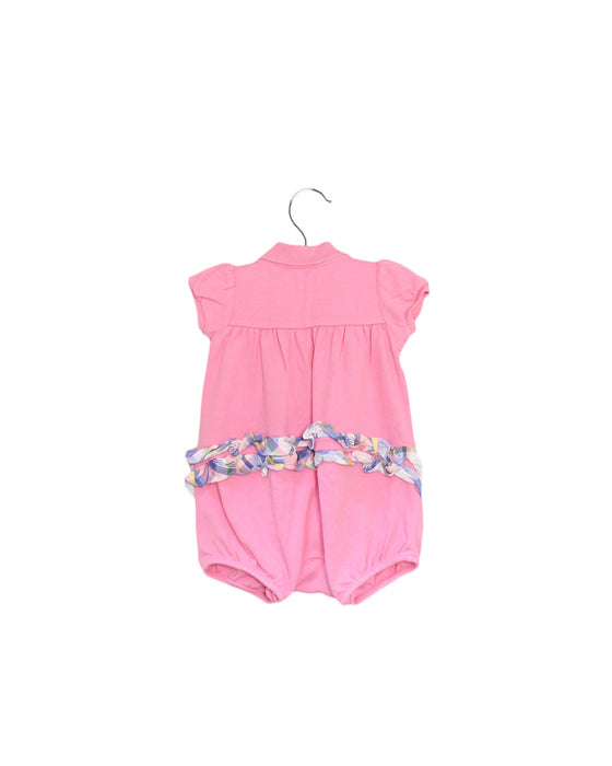 A Pink Short Sleeve Rompers from Ralph Lauren in size 3-6M for girl. (Back View)