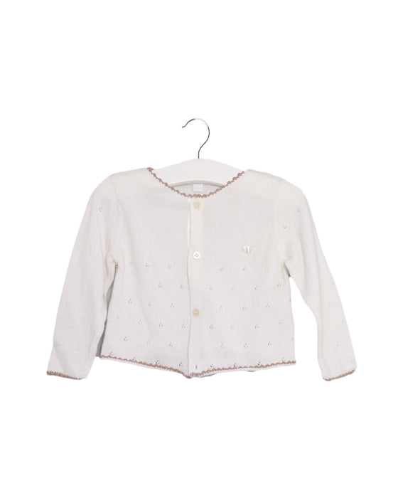 A White Cardigans from Jacadi in size 6-12M for girl. (Front View)