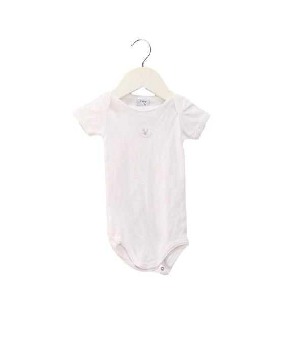 A White Short Sleeve Bodysuits from Petit Bateau in size 3-6M for girl. (Front View)