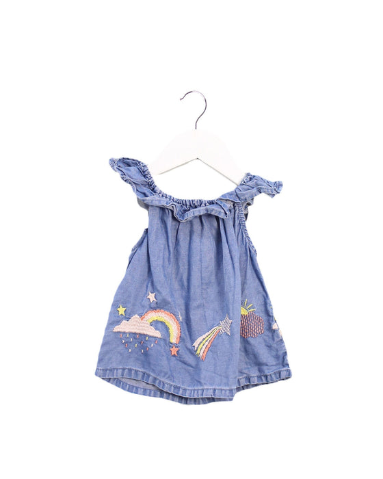 A Blue Sleeveless Dresses from Seed in size 3-6M for girl. (Front View)