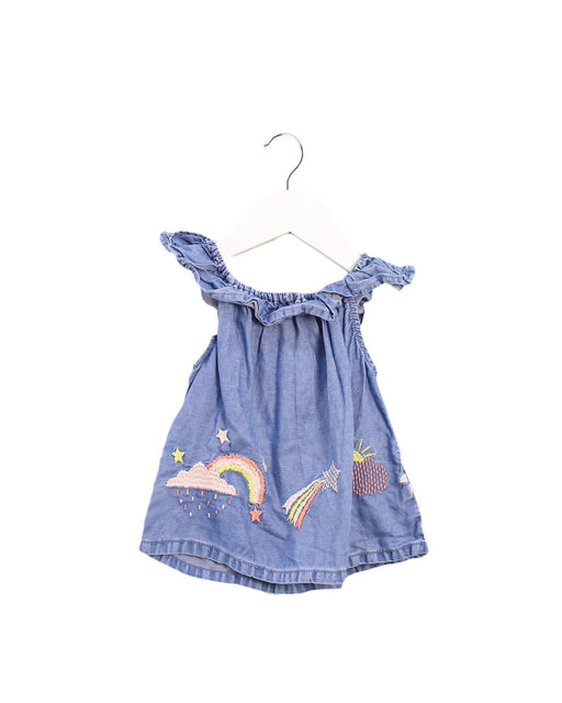A Blue Sleeveless Dresses from Seed in size 3-6M for girl. (Front View)