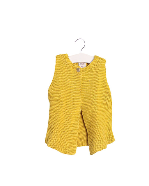A Yellow Sweater Vests from Seed in size 3-6M for girl. (Front View)