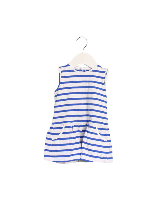 A Blue Sleeveless Dresses from Petit Bateau in size 3-6M for girl. (Front View)