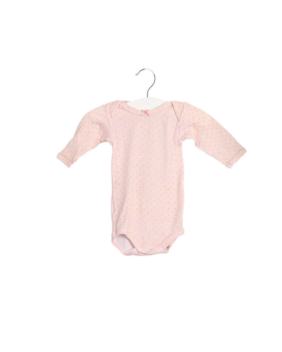 A Pink Long Sleeve Bodysuits from Petit Bateau in size 0-3M for girl. (Front View)
