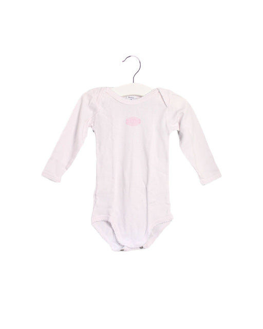 A Pink Long Sleeve Bodysuits from Petit Bateau in size 6-12M for girl. (Front View)