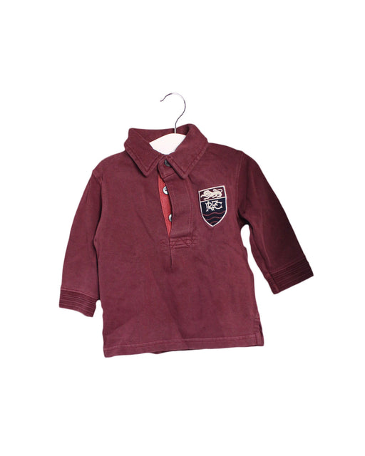 A Red Long Sleeve Polos from Polo Ralph Lauren in size 6-12M for boy. (Front View)