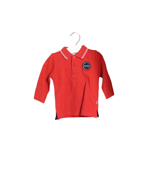 A Red Long Sleeve Polos from Boss in size 6-12M for boy. (Front View)