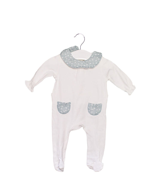 A White Onesies from Nanos in size 0-3M for girl. (Front View)