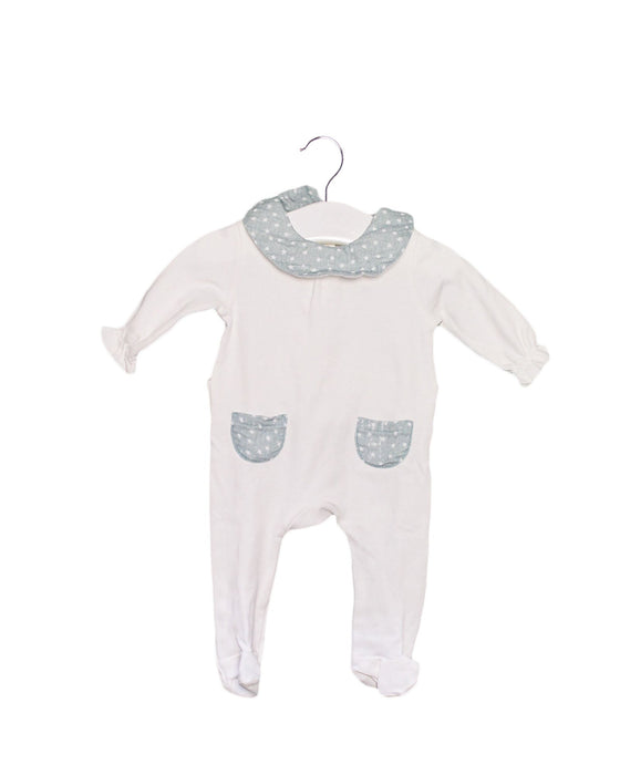 A White Onesies from Nanos in size 0-3M for girl. (Front View)