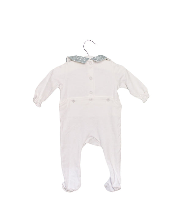 A White Onesies from Nanos in size 0-3M for girl. (Back View)