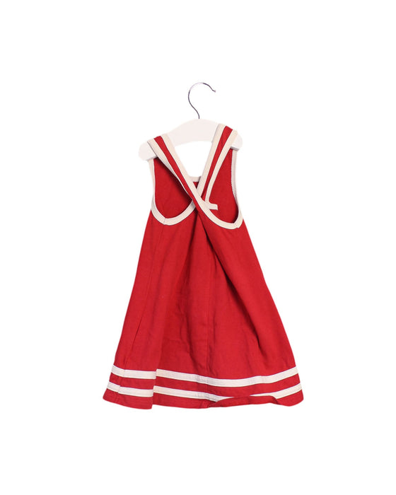 A Red Sleeveless Dresses from Roots in size 12-18M for girl. (Back View)