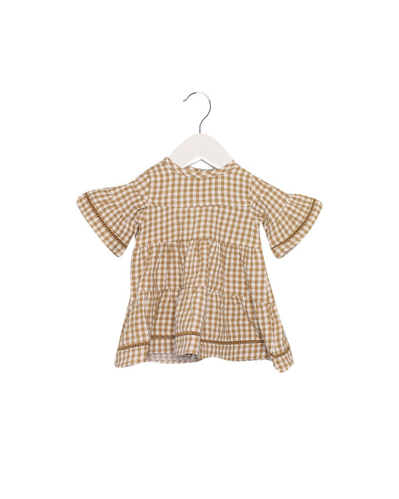 A Brown Short Sleeve Dresses from Quincy Mae in size 0-3M for girl. (Front View)