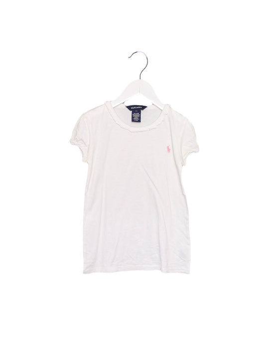 A White Short Sleeve Tops from Ralph Lauren in size 6T for girl. (Front View)