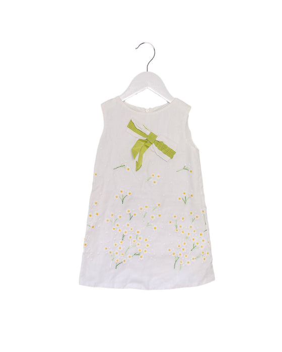 A White Sleeveless Dresses from I Pinco Pallino in size 2T for girl. (Front View)