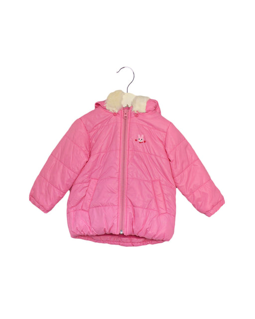 A Pink Puffer/Quilted Jackets from Miki House in size 12-18M for girl. (Front View)