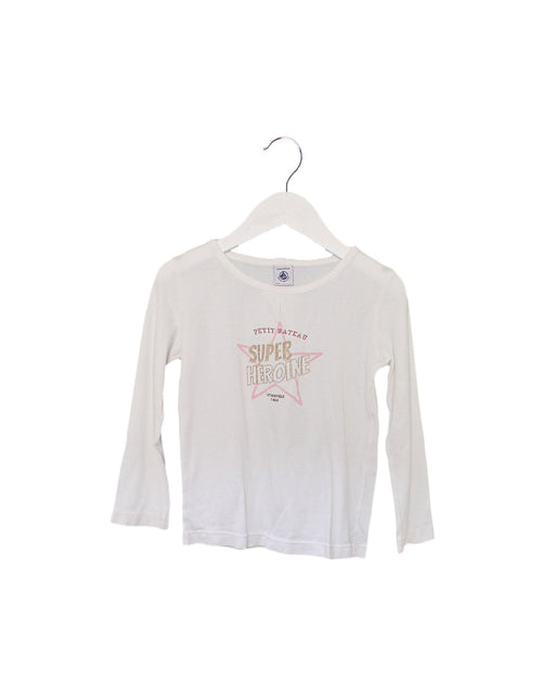 A White Long Sleeve Tops from Petit Bateau in size 4T for girl. (Front View)