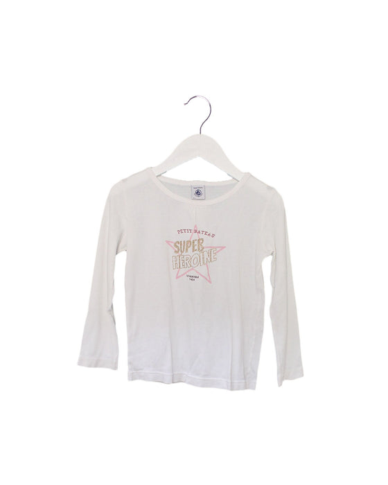A White Long Sleeve Tops from Petit Bateau in size 4T for girl. (Front View)