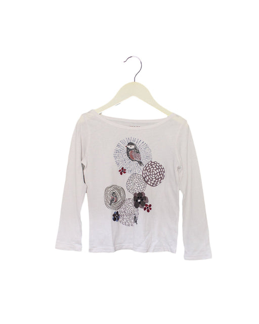 A White Long Sleeve Tops from Monoprix in size 5T for girl. (Front View)